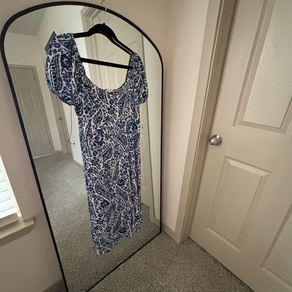 Miami Blue and White Midi Dress